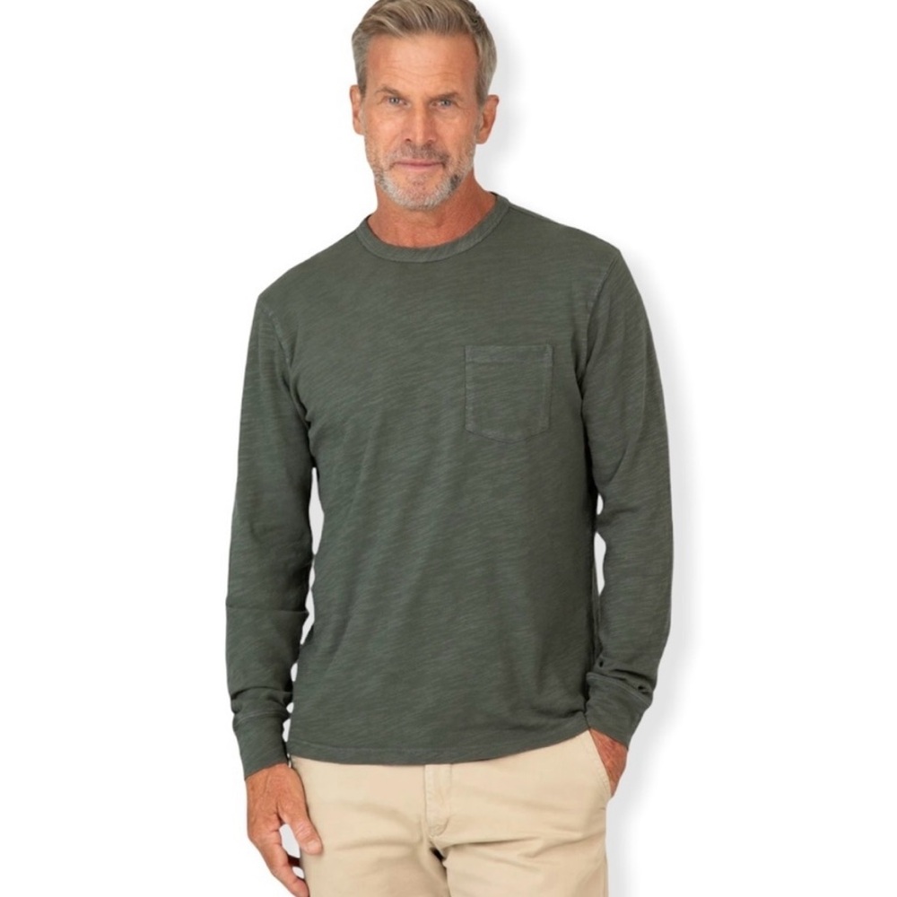 NWT True‎ Grit Sun Washed Classic Long Sleeve Crewneck in Cognac.